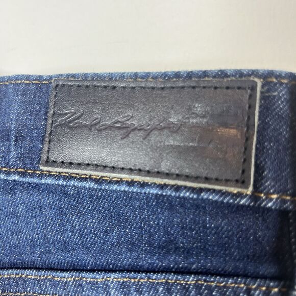 NWT Karl Lagerfeld Women Straight Leg Logo Black Tape Blue Jeans Size 2  $99.50 - Picture 7 of 9